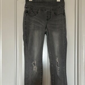 Rock & Republic Distressed Gray Jeans size 2; elastic waist
